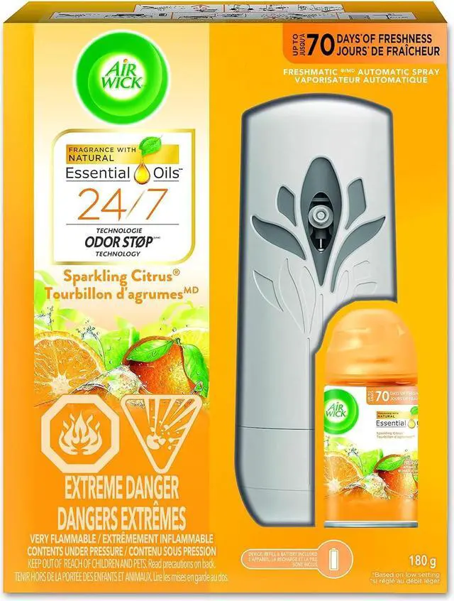Main image of AirWick Freshmatic Air Freshener, Sparkling Citrus Fragrance With Naturally Infused Esssential Oils, 1 Device + 1 Refill