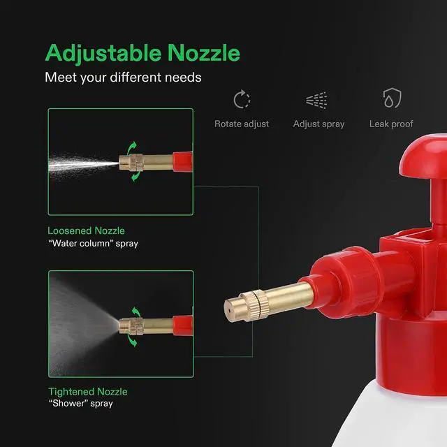 Alt view image 4 of 7 - VIVOSUN 0.4 Gallon Handheld Garden Pump Sprayer, 50 oz Gallon Lawn & Garden Pressure Water Spray Bottle with Adjustable Brass Nozzle, for Plants and Other Cleaning Solutions (1.5L Red)