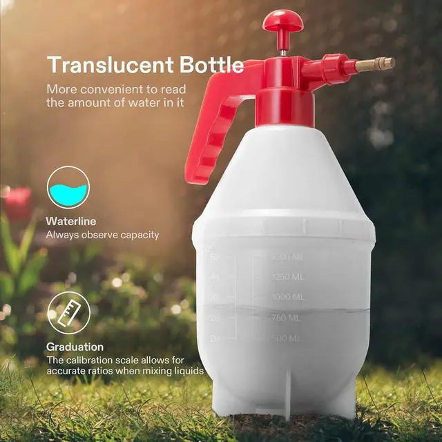 Alt view image 5 of 7 - VIVOSUN 0.4 Gallon Handheld Garden Pump Sprayer, 50 oz Gallon Lawn & Garden Pressure Water Spray Bottle with Adjustable Brass Nozzle, for Plants and Other Cleaning Solutions (1.5L Red)