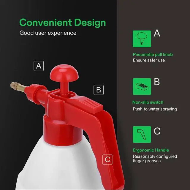 Alt view image 6 of 7 - VIVOSUN 0.4 Gallon Handheld Garden Pump Sprayer, 50 oz Gallon Lawn & Garden Pressure Water Spray Bottle with Adjustable Brass Nozzle, for Plants and Other Cleaning Solutions (1.5L Red)