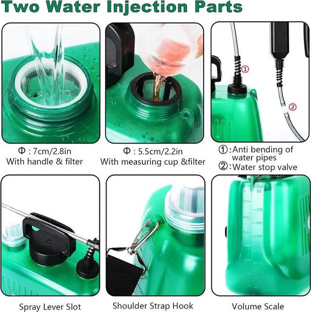 Alt view image 5 of 6 - Ramarmro Battery Powered Sprayer 2 Gallon, Electric Sprayer with 4 Mist Nozzles, USB Rechargeable Handle, 32in telescopic Wand, Garden Sprayer with Adjustable Shoulder Strap for Lawn, Garden, Cleaning