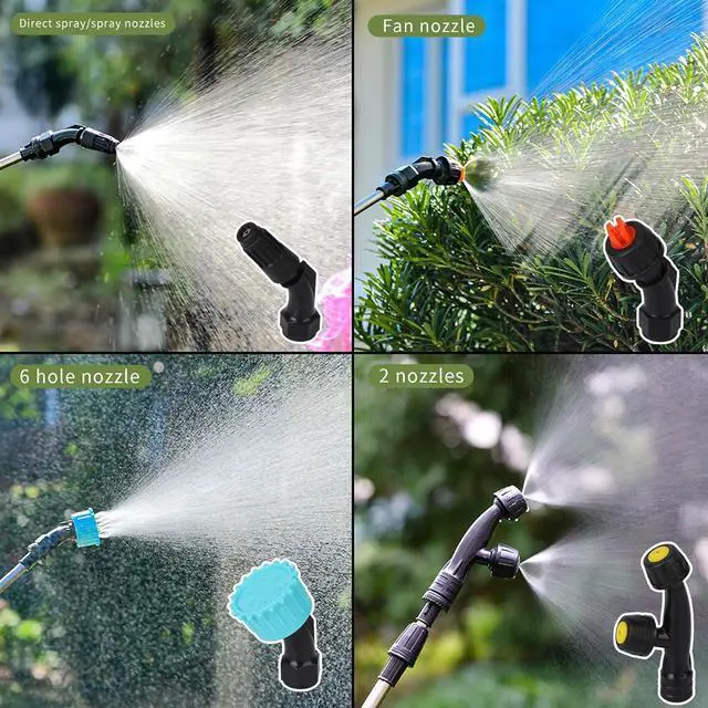 Alt view image 3 of 6 - Ramarmro Battery Powered Sprayer 2 Gallon, Electric Sprayer with 4 Mist Nozzles, USB Rechargeable Handle, 32in telescopic Wand, Garden Sprayer with Adjustable Shoulder Strap for Lawn, Garden, Cleaning