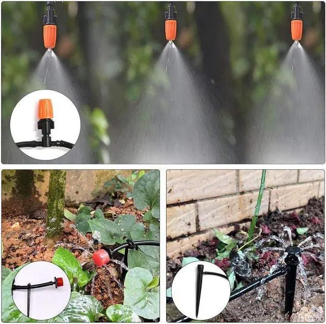 Alt view image 6 of 7 - Drip Irrigation Kit, 132ft/40M Garden Drip Irrigation System, 164PCS Adjustable Automatic Micro Watering System, 1/4 Blank Distribution Tubing Hose Suit for Garden Landscape, Flower Bed Patio, Greenh