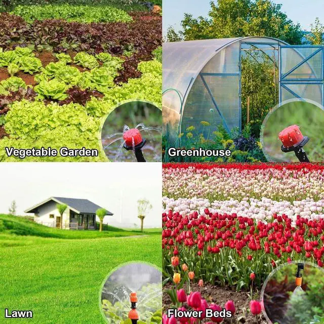 Alt view image 4 of 7 - Drip Irrigation Kit, 132ft/40M Garden Drip Irrigation System, 164PCS Adjustable Automatic Micro Watering System, 1/4 Blank Distribution Tubing Hose Suit for Garden Landscape, Flower Bed Patio, Greenh