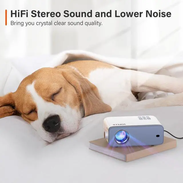 Alt view image 5 of 7 - Mini Projector, VOPLLS 1080P Full HD Supported Video Projector, Portable Outdoor Home Theater Movie Projector, 50% Zoom, Compatible with HDMI, USB, AV, Smartphone/Tablet/Laptop (No Bluetooth)