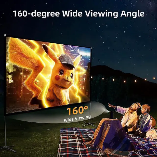Alt view image 2 of 7 - Projector Screen with Stand,Portable Projector Screen 80inch,Projection Screen and Stand, 16:9 HD 4K,Indoor Outdoor Movie Projection Screen with Carry Bag for Family Backyard, Movie Night, Camping
