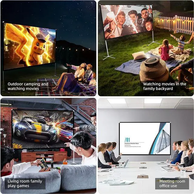 Alt view image 5 of 7 - Projector Screen with Stand,Portable Projector Screen 80inch,Projection Screen and Stand, 16:9 HD 4K,Indoor Outdoor Movie Projection Screen with Carry Bag for Family Backyard, Movie Night, Camping