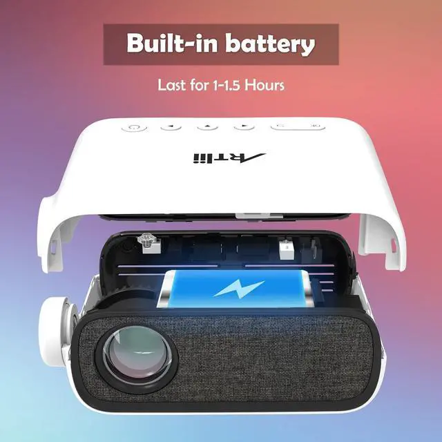 Alt view image 2 of 6 - Mini Projector with Built-in Battery, 2024 Artlii Q Portable Art Projector for Tracing, Great Gift Ideas for Kids, Cartoon, Camping, Cookie Decorating, Compatible with iOS, Android, TV Stick, HDMI