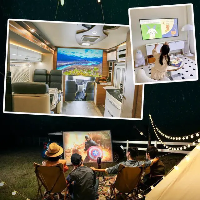 Alt view image 3 of 6 - Foldable Projector Screen 70 inch with Telescopic Rod Combination Frame 16:9 HD 4K Anti-Crease Black Backing Silver Portable Projection Screen (2024V)