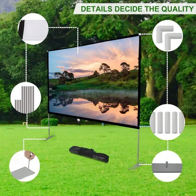 Alt view image 5 of 7 - Projector Screen with Stand 100 inch Projector Screen Outdoor Projection Screen Portable Projector Screen Home Theater Projector Screen and Stand Movie Projector Screen