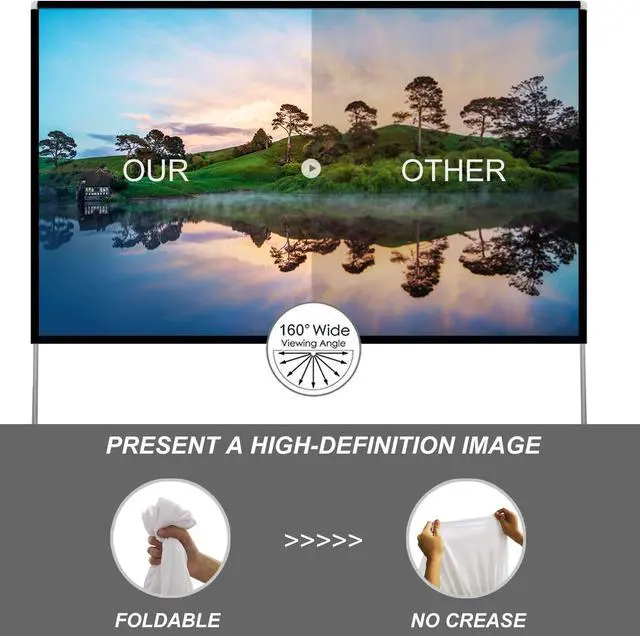 Alt view image 2 of 7 - Projector Screen with Stand 100 inch Projector Screen Outdoor Projection Screen Portable Projector Screen Home Theater Projector Screen and Stand Movie Projector Screen