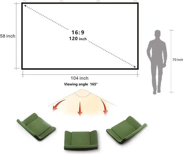 Alt view image 5 of 7 - Foldable Projector Screen 120 inch with Telescopic Rod Combination Frame 16:9 HD 4K Anti-Crease Black Backing Silver Portable Projection Screen (2024V)