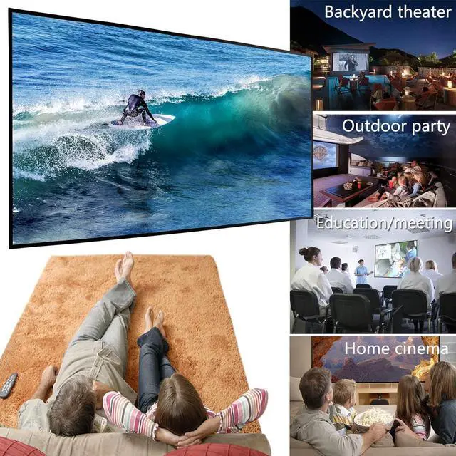 Alt view image 3 of 7 - Foldable Projector Screen 120 inch with Telescopic Rod Combination Frame 16:9 HD 4K Anti-Crease Black Backing Silver Portable Projection Screen (2024V)