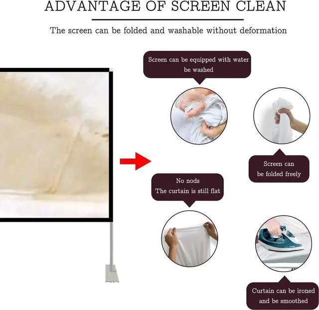 Alt view image 6 of 7 - Outdoor Projector Screen Portable Movie: Screen with Stand 80 inch Outside Easy Setup Home Theater 16:9 Foldable Cinema