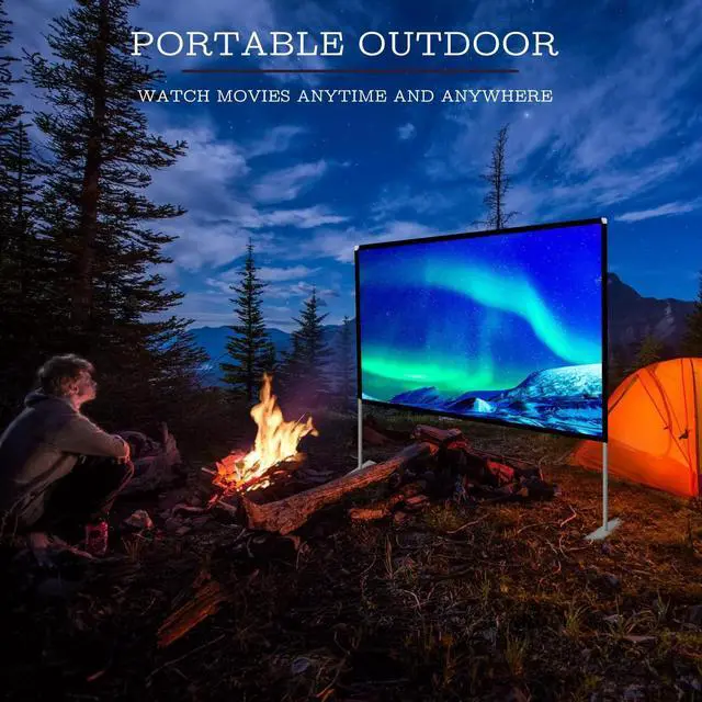 Alt view image 4 of 7 - Outdoor Projector Screen Portable Movie: Screen with Stand 80 inch Outside Easy Setup Home Theater 16:9 Foldable Cinema