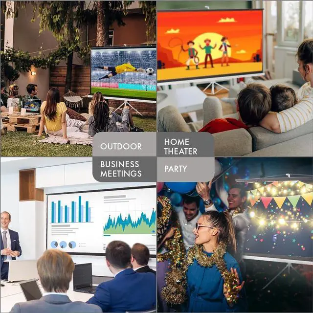 Alt view image 7 of 7 - MPLUS Projector Screen 100 inch 16:9 4K HD Manual Pull Down with Auto Lock Mechanism Wall Mounted Ceiling Projection Screen for Home Theater Cinema Indoor Outdoor HD Movie Screen