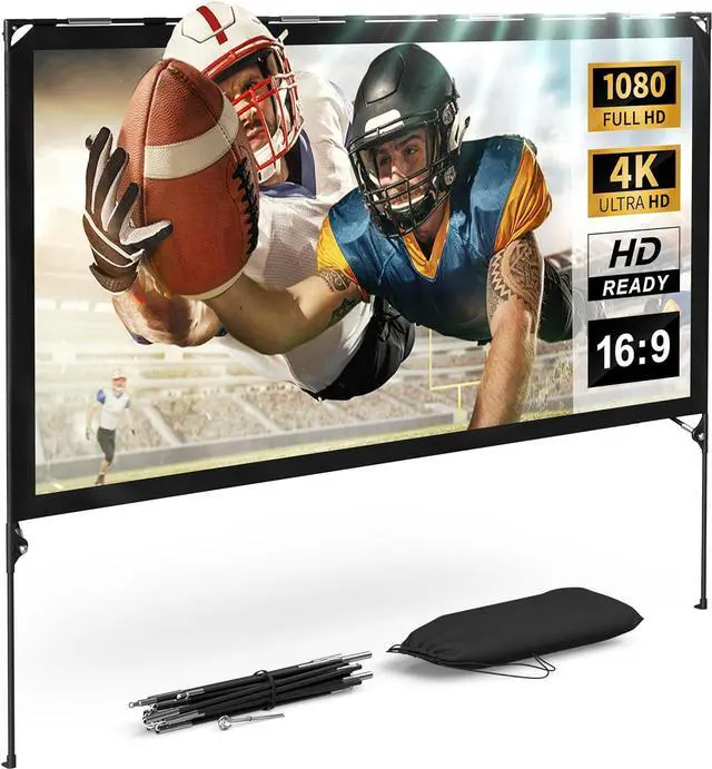 Main image of Modern Innovations 80 Inch Outdoor Movie Projector Screen, Portable Projection Screen with Stand for Indoor or Backyard Use, Foldable Frame, Movie Screens for Outdoors, Travel, Camping, Family Movies