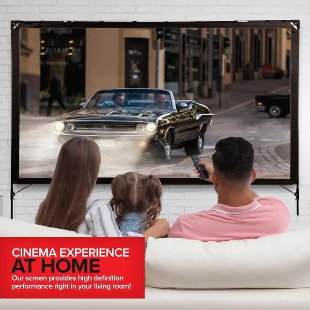 Alt view image 5 of 7 - Modern Innovations 80 Inch Outdoor Movie Projector Screen, Portable Projection Screen with Stand for Indoor or Backyard Use, Foldable Frame, Movie Screens for Outdoors, Travel, Camping, Family Movies