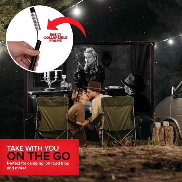 Alt view image 7 of 7 - Modern Innovations 80 Inch Outdoor Movie Projector Screen, Portable Projection Screen with Stand for Indoor or Backyard Use, Foldable Frame, Movie Screens for Outdoors, Travel, Camping, Family Movies