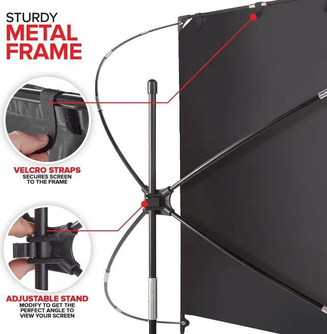 Alt view image 3 of 7 - Modern Innovations 80 Inch Outdoor Movie Projector Screen, Portable Projection Screen with Stand for Indoor or Backyard Use, Foldable Frame, Movie Screens for Outdoors, Travel, Camping, Family Movies