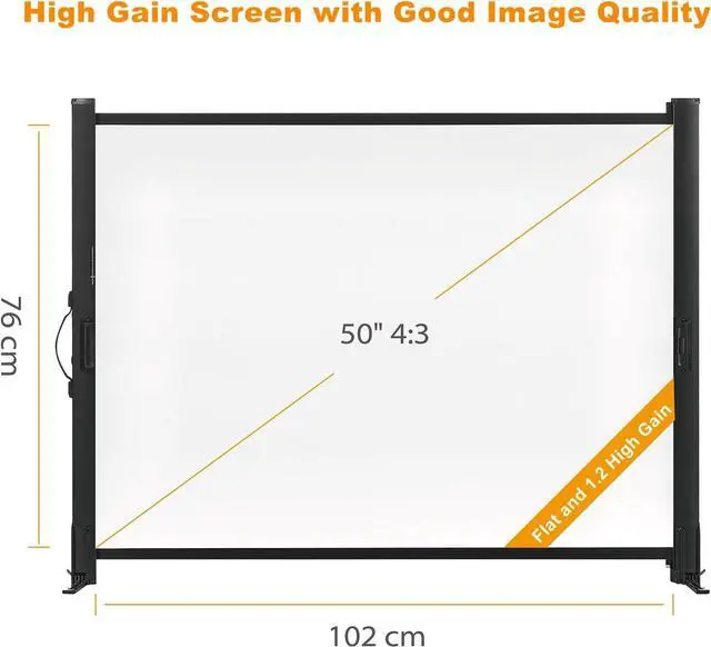 Alt view image 6 of 7 - Portable Projector Screen with Stand, 50 Inch 4:3, Outdoor Projector Screen, Lightweight and Retractable, 1.2 High Gain Wrinkle-Free Video Projection Screens, for Home Cinema, Meeting Presentation.