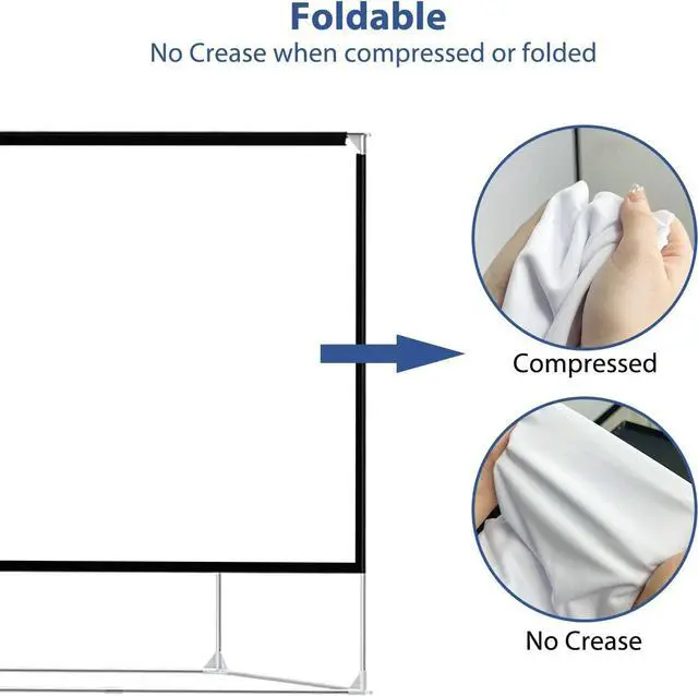 Alt view image 4 of 7 - Projector Screen and Stand 150 inch Large Outdoor Projection Screen 16:9 HD 4K Portable Projection Movie Screen with Carry Bag Foldable Anti Crease Windproof Design for Home Theater Backyard Cinema