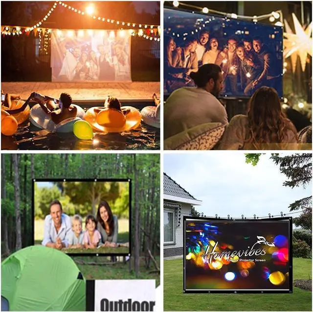 Alt view image 3 of 3 - 100 inch 16:9 HD Projector Screen Anti-Crease Foldable Portable Indoor and Outdoor Projector Movies Screen, Support Front and Rear Projection