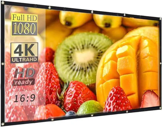 Main image of 100 inch 16:9 HD Projector Screen Anti-Crease Foldable Portable Indoor and Outdoor Projector Movies Screen, Support Front and Rear Projection