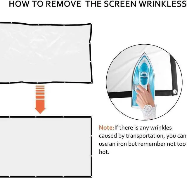 Alt view image 2 of 3 - 100 inch 16:9 HD Projector Screen Anti-Crease Foldable Portable Indoor and Outdoor Projector Movies Screen, Support Front and Rear Projection