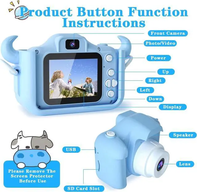 Alt view image 2 of 6 - CIMELR Kids Camera Toys for 6 7 8 9 10 11 12 Year Old Boys/Girls, Kids Digital Camera for Toddler with Video, Christmas Birthday Festival Gifts for Kids, Selfie Camera for Kids, 32GB SD Card