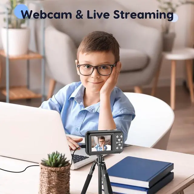 Alt view image 2 of 6 - Digital Camera, FHD 1080P Kids Camera 44MP Point and Shoot Camera 16X Zoom Compact Small Photography Camera for Kids with 32G Card & 2 Batteries Portable Camera Gift for Boys Girls Teens (Black)