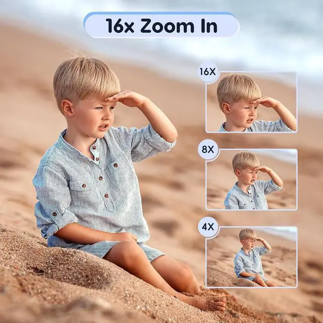 Alt view image 4 of 6 - Digital Camera, FHD 1080P Kids Camera 44MP Point and Shoot Camera 16X Zoom Compact Small Photography Camera for Kids with 32G Card & 2 Batteries Portable Camera Gift for Boys Girls Teens (Black)