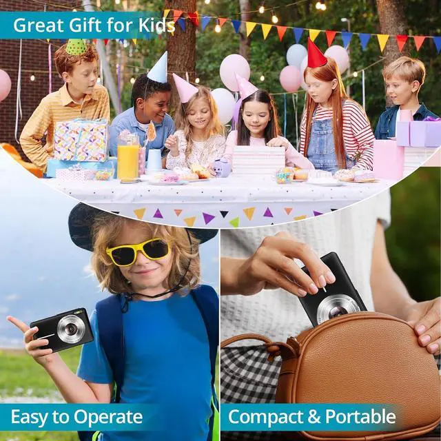 Alt view image 7 of 7 - Digital Camera Newest 1080P 44MP Digital Cameras for Photography, Digital Point and Shoot Camera for Kids with 16X Digital Zoom, Anti-Shake, Compact Small Travel Camera for Boys Girls Teens, Black