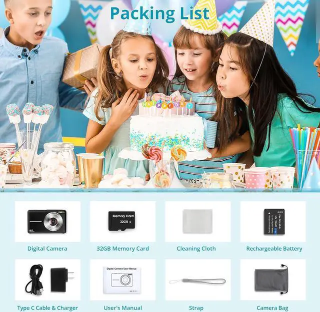 Alt view image 5 of 7 - Digital Camera Newest 1080P 44MP Digital Cameras for Photography, Digital Point and Shoot Camera for Kids with 16X Digital Zoom, Anti-Shake, Compact Small Travel Camera for Boys Girls Teens, Black