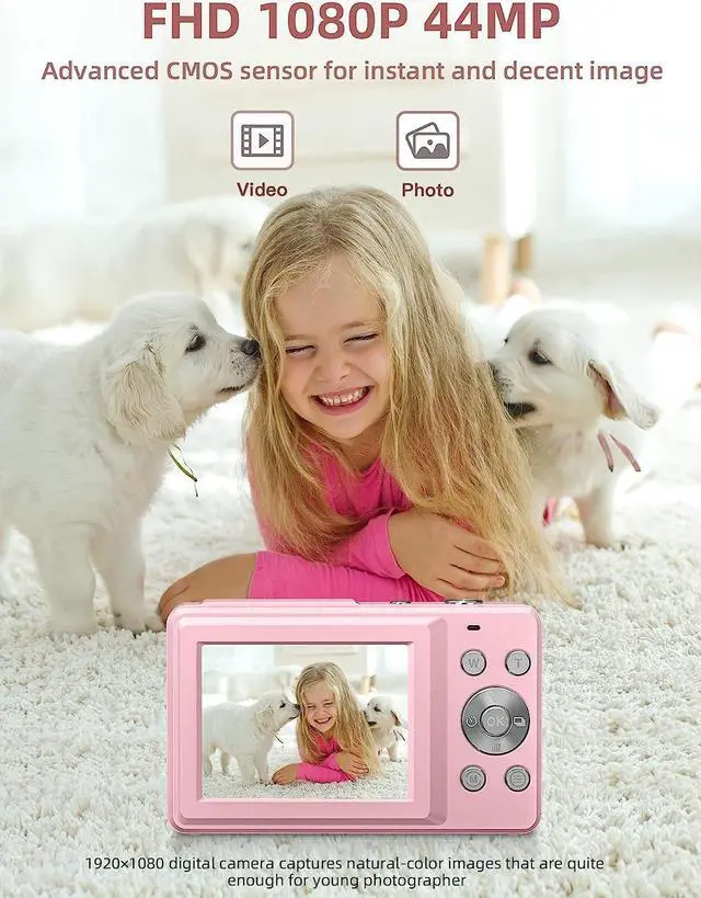 Alt view image 2 of 5 - Digital Camera, FHD 1080P Camera for Kids Digital Point and Shoot Camera with 16X Zoom Anti Shake, Compact Small Camera for Boys Girls Kids