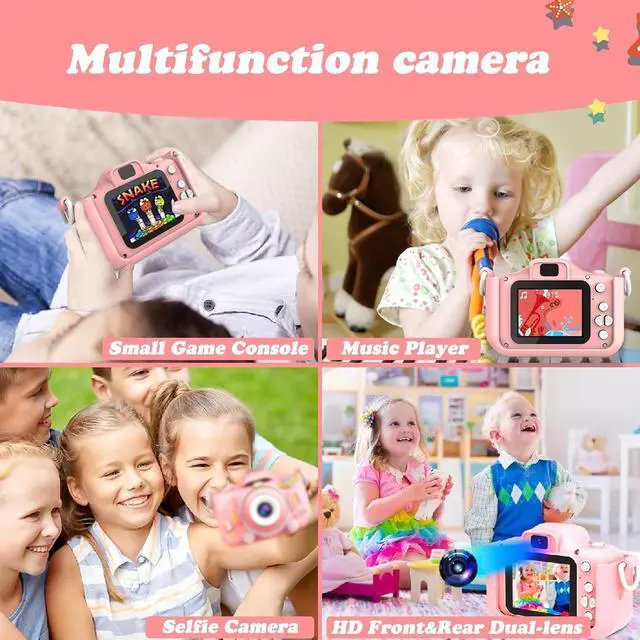 Alt view image 6 of 7 - Uplayteck Kids Camera Digital Camera for 3-10 Years Old Girls/Boys with 1080P Video&Games&Music Cute Selfie Toddler Camera for Birthday Christmas New Year Gift (Not Including SD Card)-Pink