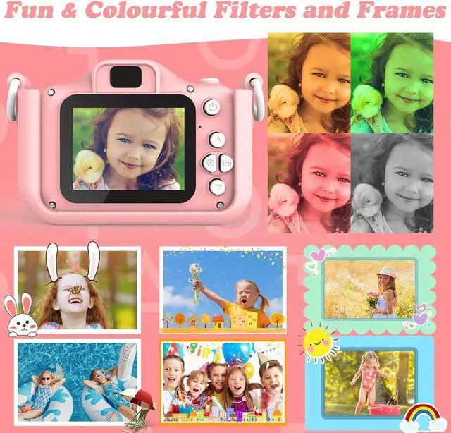 Alt view image 2 of 7 - Uplayteck Kids Camera Digital Camera for 3-10 Years Old Girls/Boys with 1080P Video&Games&Music Cute Selfie Toddler Camera for Birthday Christmas New Year Gift (Not Including SD Card)-Pink