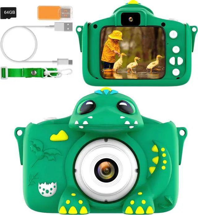 Main image of Kids Camera for Girls Boys Toddlers Childrens Age 3-8 Digital Selfie with 64GB Card for Son Daughter Grandson Granddaughter Christmas Birthday Gifts