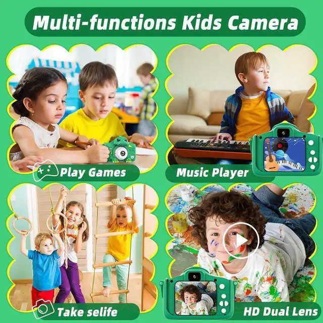 Alt view image 2 of 7 - Kids Camera for Girls Boys Toddlers Childrens Age 3-8 Digital Selfie with 64GB Card for Son Daughter Grandson Granddaughter Christmas Birthday Gifts