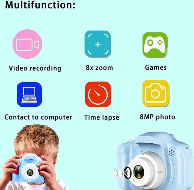 Alt view image 4 of 7 - BLUWTE Kids Camera with 32GB TF Card, Kids Digital Camera for Boys Girls Age 2-12 (Blue Kids Camera)