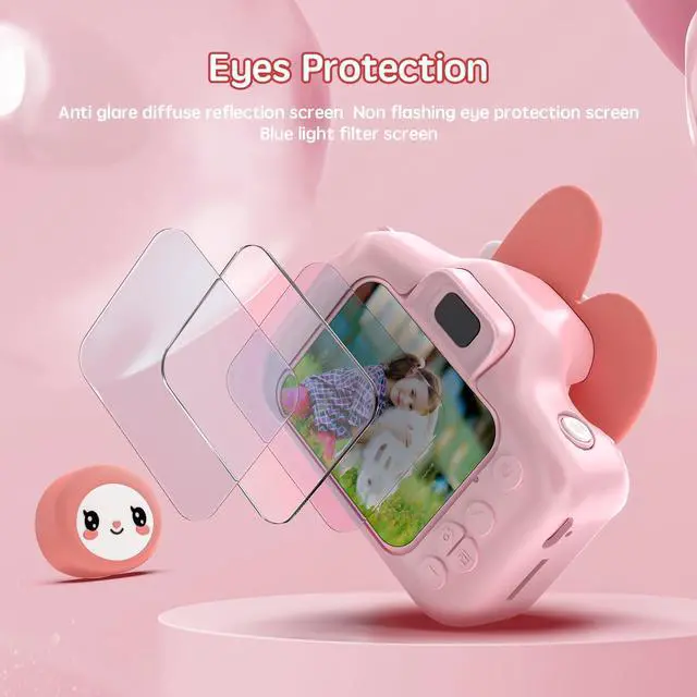 Alt view image 3 of 7 - Skirfy Kids Camera with 32G TF Card,Kids Digital Camera,Selfie Camera for Girls Aged 3 4 5 6,Toddler Camera Kids Toy 1080P Kids Video Camera Easter Gift,Valentines Day Gifts for Kids,New Year Gifts