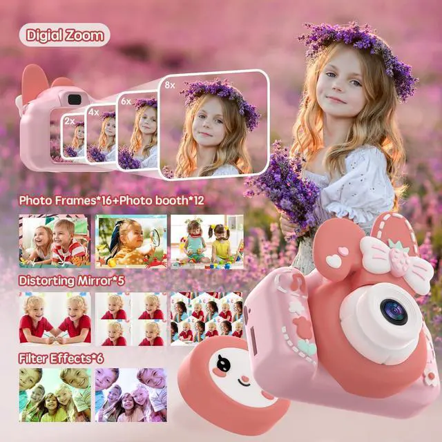 Alt view image 2 of 7 - Skirfy Kids Camera with 32G TF Card,Kids Digital Camera,Selfie Camera for Girls Aged 3 4 5 6,Toddler Camera Kids Toy 1080P Kids Video Camera Easter Gift,Valentines Day Gifts for Kids,New Year Gifts