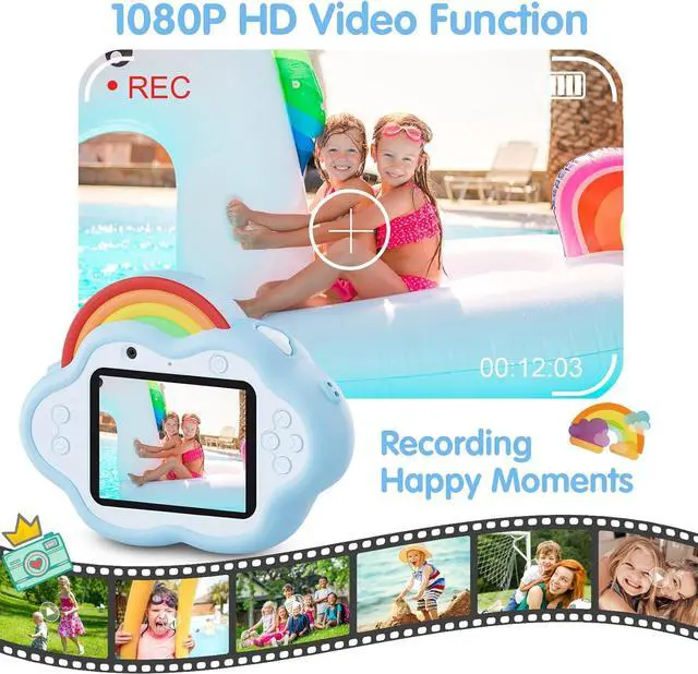 Alt view image 2 of 7 - Kids Camera, Selvim 1080P HD Kids Digital Camera, Selfie Toy Camera for 3 4 5 6 7 8 9 Year Old Girl & Boy, Christmas Birthday Gift, 2.4 Inch Screen 40MP Children Video Camera with 32GB SD Card