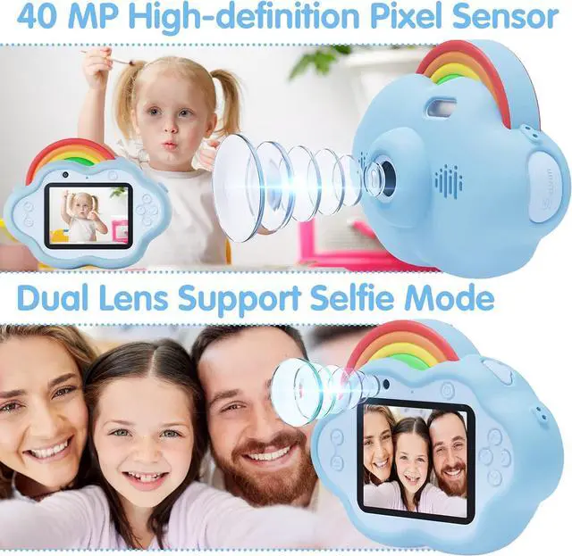 Alt view image 6 of 7 - Kids Camera, Selvim 1080P HD Kids Digital Camera, Selfie Toy Camera for 3 4 5 6 7 8 9 Year Old Girl & Boy, Christmas Birthday Gift, 2.4 Inch Screen 40MP Children Video Camera with 32GB SD Card