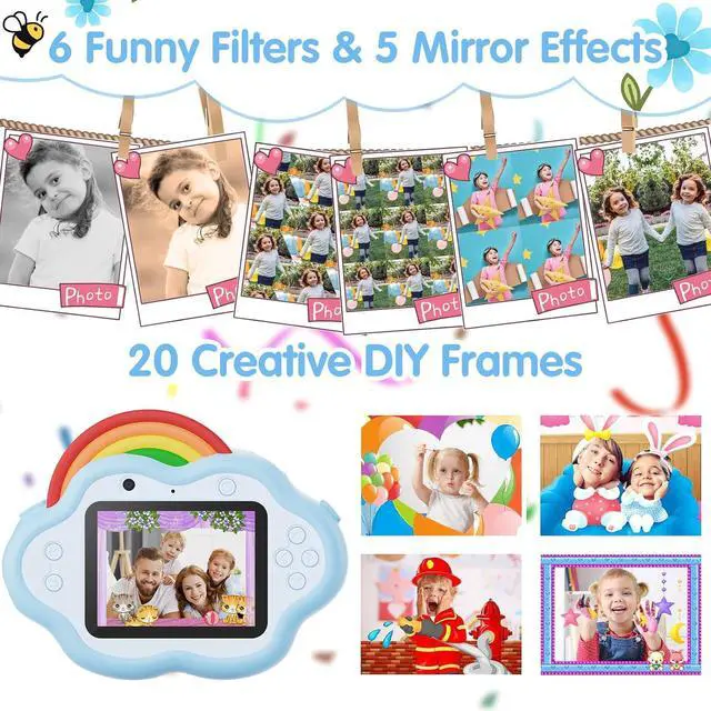 Alt view image 5 of 7 - Kids Camera, Selvim 1080P HD Kids Digital Camera, Selfie Toy Camera for 3 4 5 6 7 8 9 Year Old Girl & Boy, Christmas Birthday Gift, 2.4 Inch Screen 40MP Children Video Camera with 32GB SD Card
