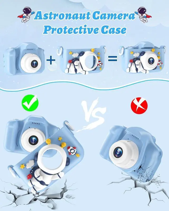 Alt view image 4 of 7 - Kids Camera for Girls Boys, Toddler Camera 1080P HD 2.0 Inch IPS Screen with 32GB Memory Card, Selfie Camera for Kids Digital Camera Birthday Christmas Toys Gifts for Age 3 4 5 6 7 8 Year Old (Blue)