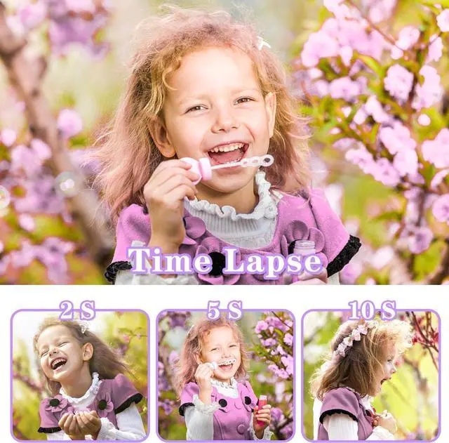 Alt view image 3 of 7 - Anesky Kids Camera, Toy Camera for 3 4 5 6 7 8 9 10 11 12 Year Old Girls/Boys, Kids Digital Camera for Toddler with Video, Best Birthday Festival Gift Selfie Camera for Kids with 32GB TF Card - Purple