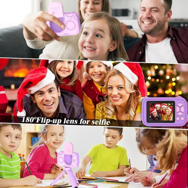 Alt view image 5 of 7 - Teslahero Kids Camera Toys for 3-12 Years Old Boys Girls,Children's Camera with Flip-up Lens for Selfie & Video,HD Digital Camera,Christmas Birthday Party Gifts for Child Age 3 4 5 6 7 8 9
