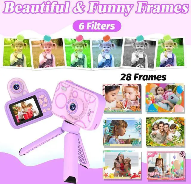 Alt view image 6 of 7 - Teslahero Kids Camera Toys for 3-12 Years Old Boys Girls,Children's Camera with Flip-up Lens for Selfie & Video,HD Digital Camera,Christmas Birthday Party Gifts for Child Age 3 4 5 6 7 8 9