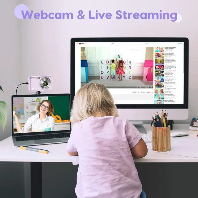 Alt view image 5 of 6 - Digital Camera, FHD 1080P Kids Camera 44MP Point and Shoot Camera 16X Zoom Compact Small Camera for Kids with 32G Card & 2 Batteries Portable Camera Gift for Girls Boys Students Teens (Purple)